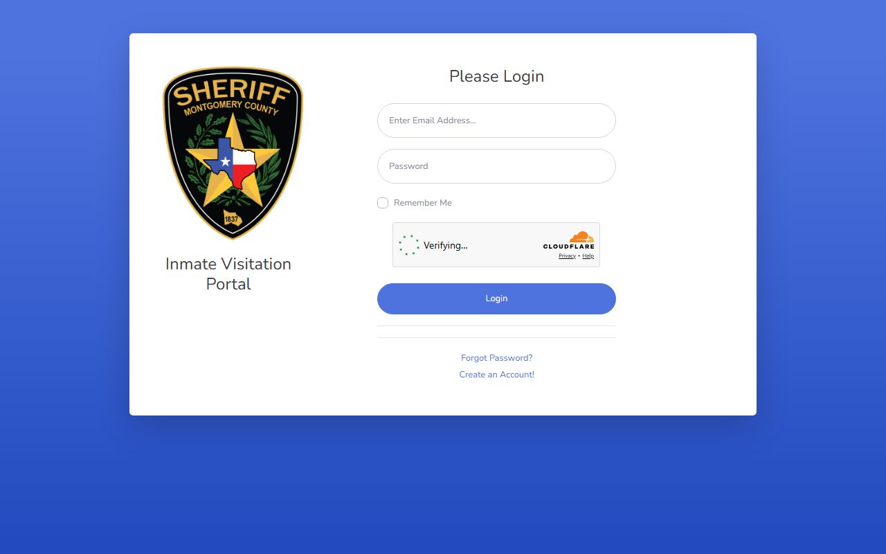 Montgomery County Sheriff jail visitation scheduler, separate from County Clerk records