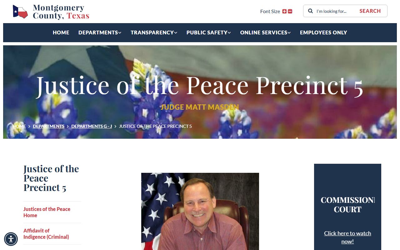 Montgomery County justice court records and forms on the JP Precinct 5 page