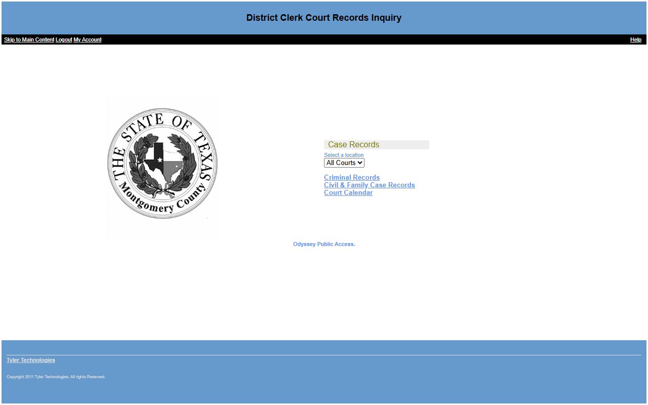 Montgomery County arrest records and felony criminal records on the District Clerk Odyssey criminal case search