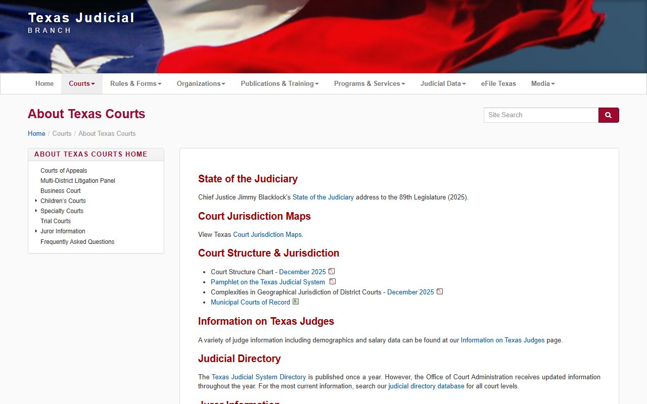 Texas Judicial Branch page explaining Montgomery County district court structure