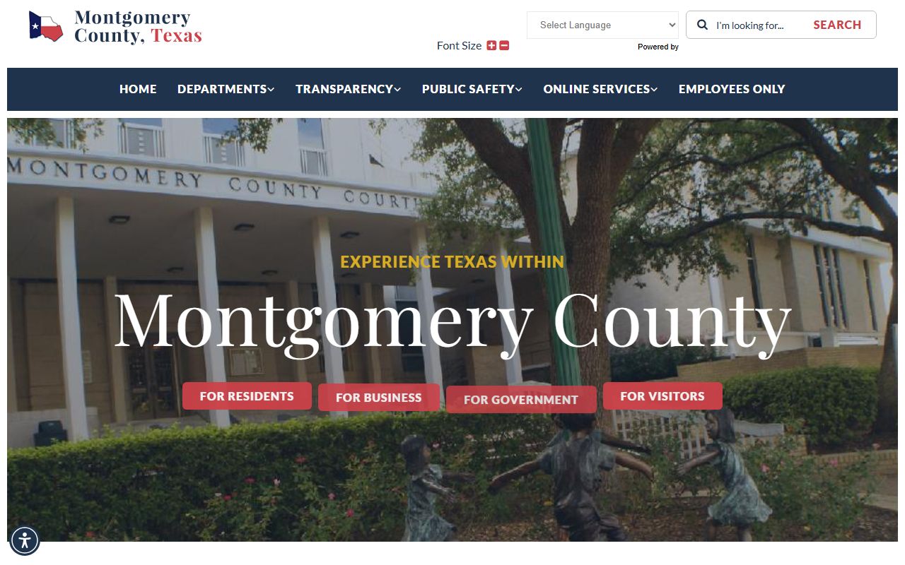 Montgomery County court records portal on the official county government homepage
