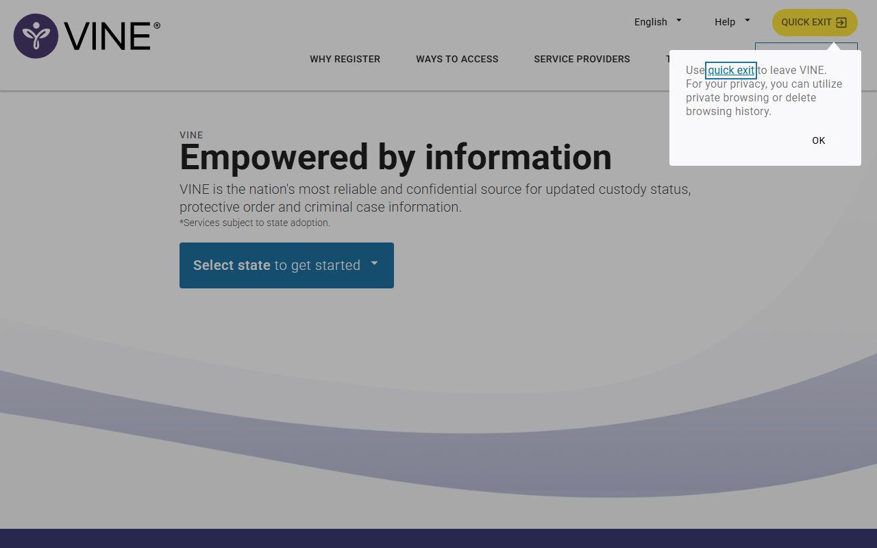 Montgomery County released inmates custody alert setup on the VINELink portal