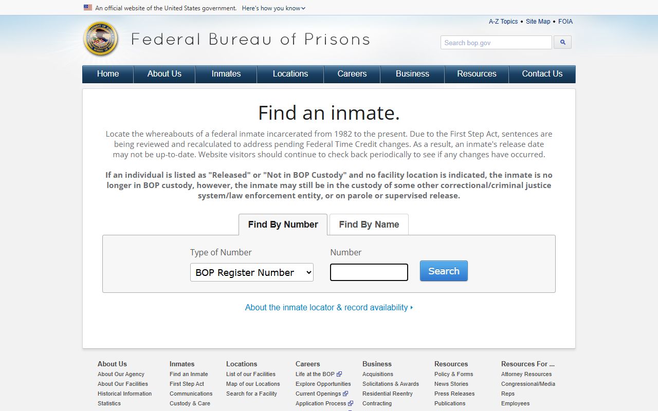 Montgomery County released inmates federal custody status on the BOP inmate locator