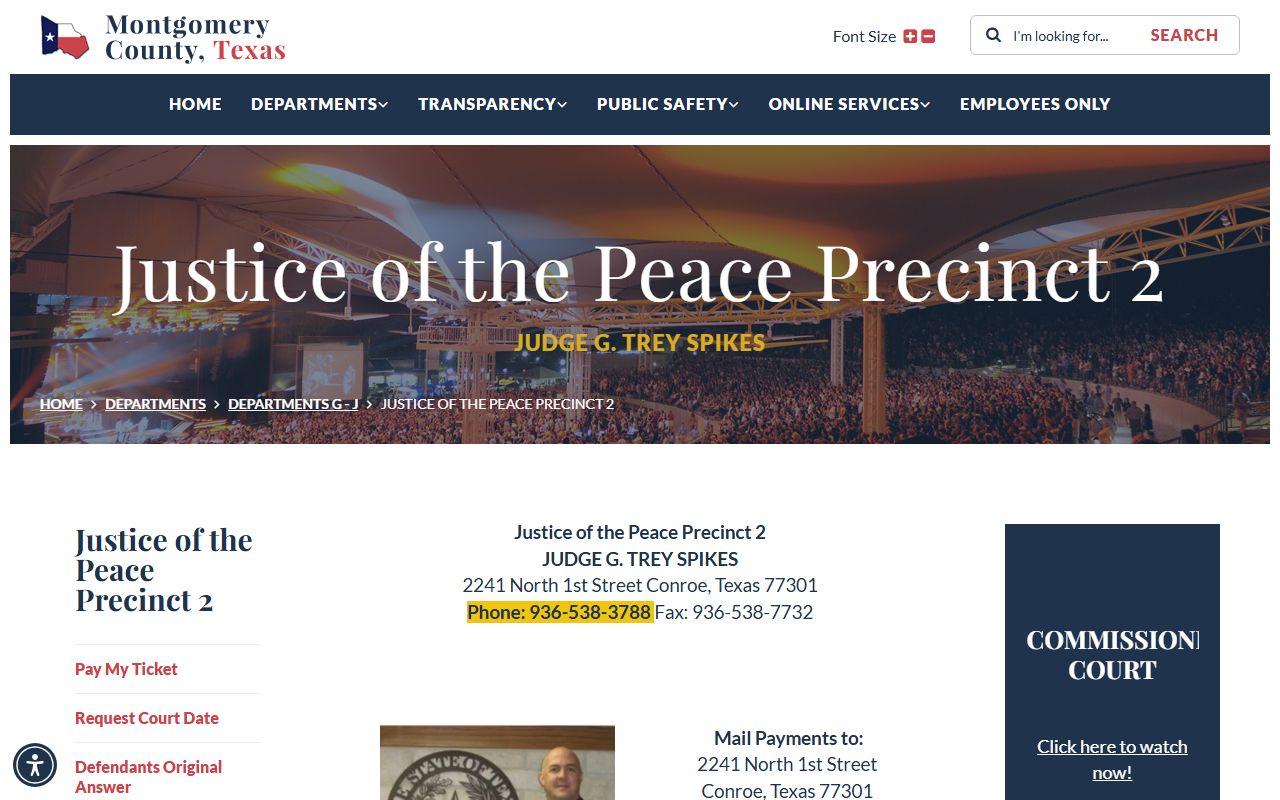 Montgomery County JP Precinct 2 traffic ticket payment and citation tools